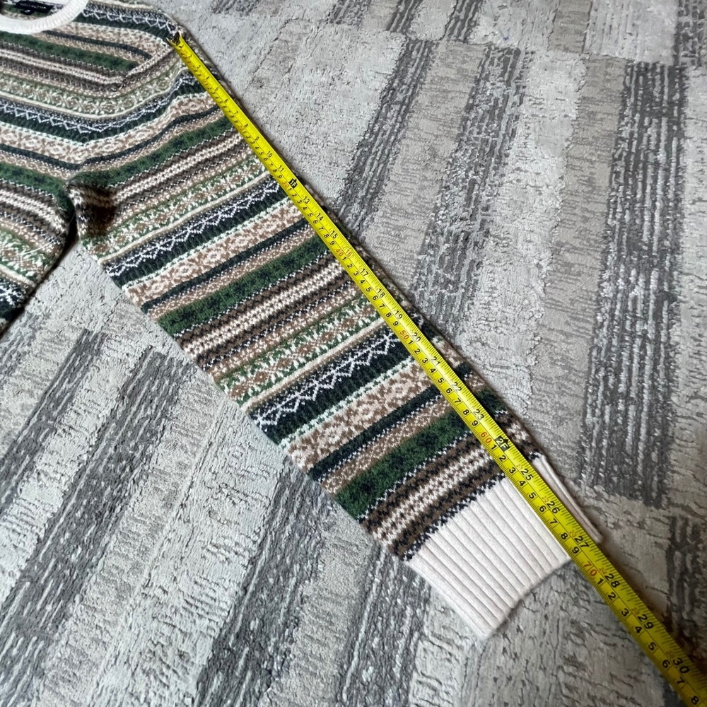 NEW Lucky Brand Mens Fair Isle Crewneck Sweater Green Brown Striped Springs XXL - Picture 9 of 11